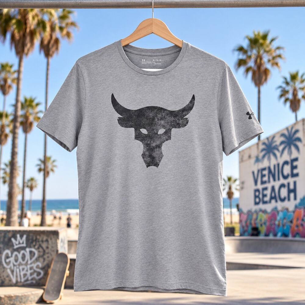 Under Armour Project Rock T-Shirt Men's Size XL Gray Short Sleeve Crew Neck